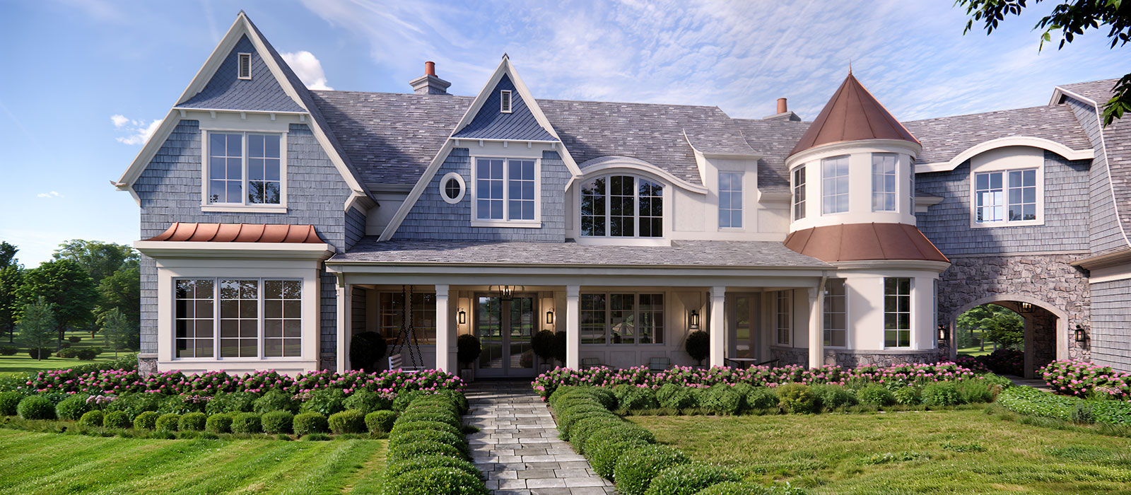 This shingle style custom home will be built in Littleton, CO. Design by KGA Studio Architects.